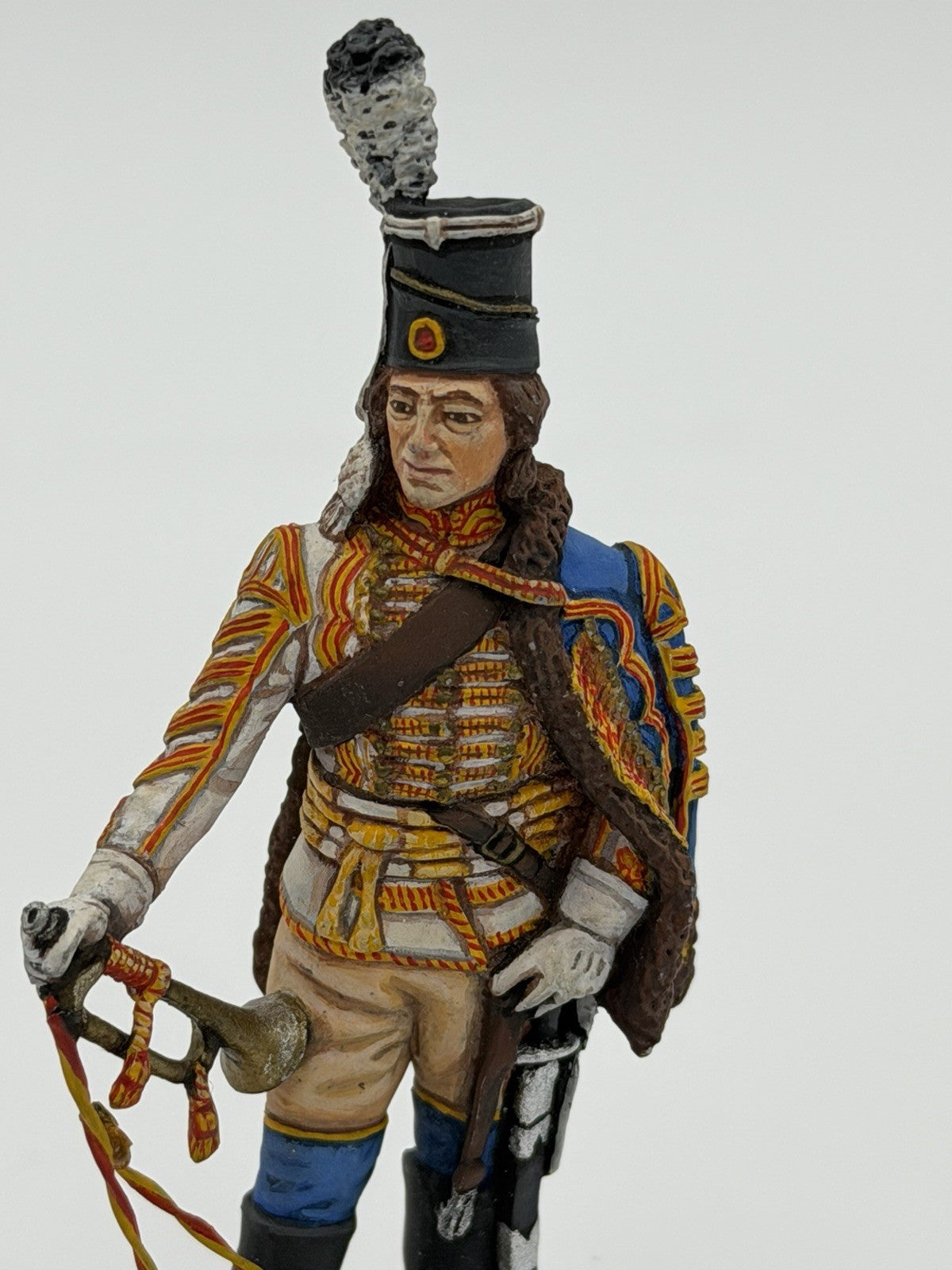 Hand Painted Metal Soldier Prussian Hussar Trumpeter 1750s Scale 1:18 Soldier