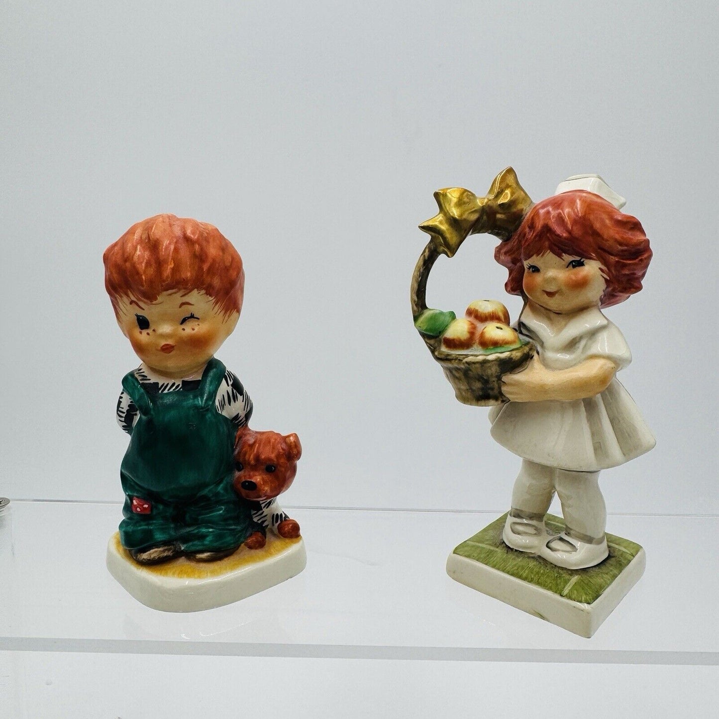 Goebel Red Heads Figurines Cheer Up Nurse Boy W/ Dog Germany 1967 Charlot Byj