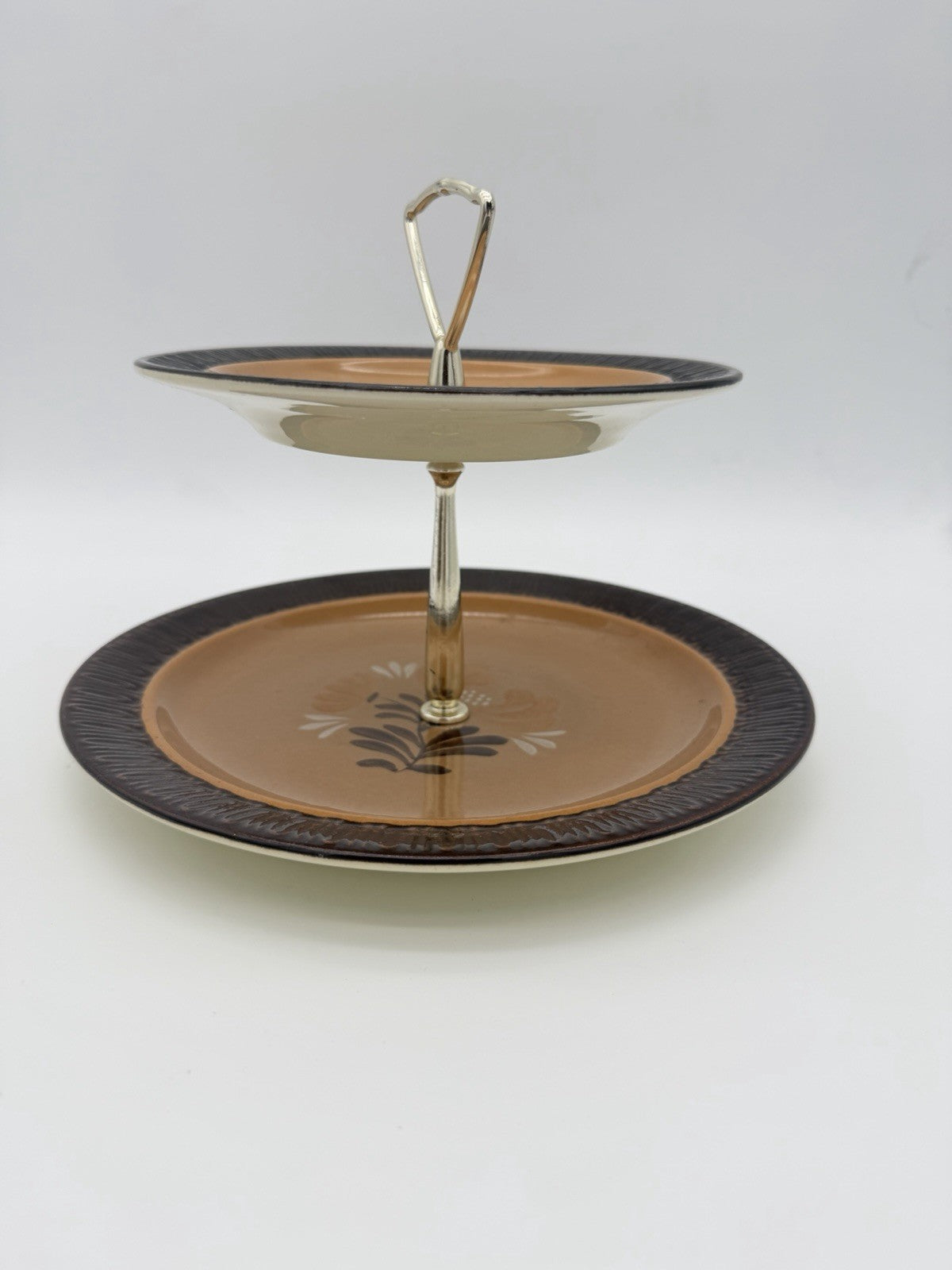 Rare Red Wing Pottery Ceramastone Heatherstone two-tiered Server tray #227