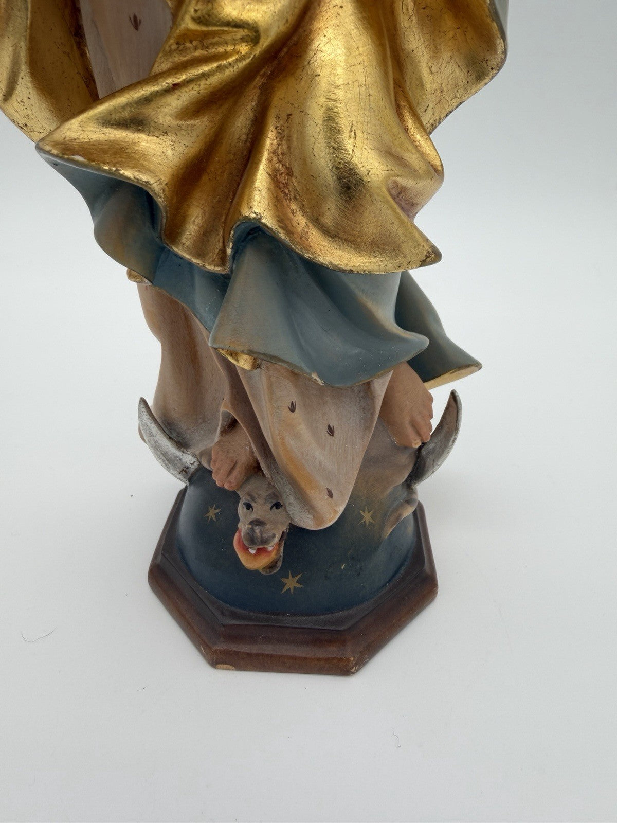 Josef Albl Folk Art Blessed Virgin Mary hand-carved wooden sculpture Germany 12”