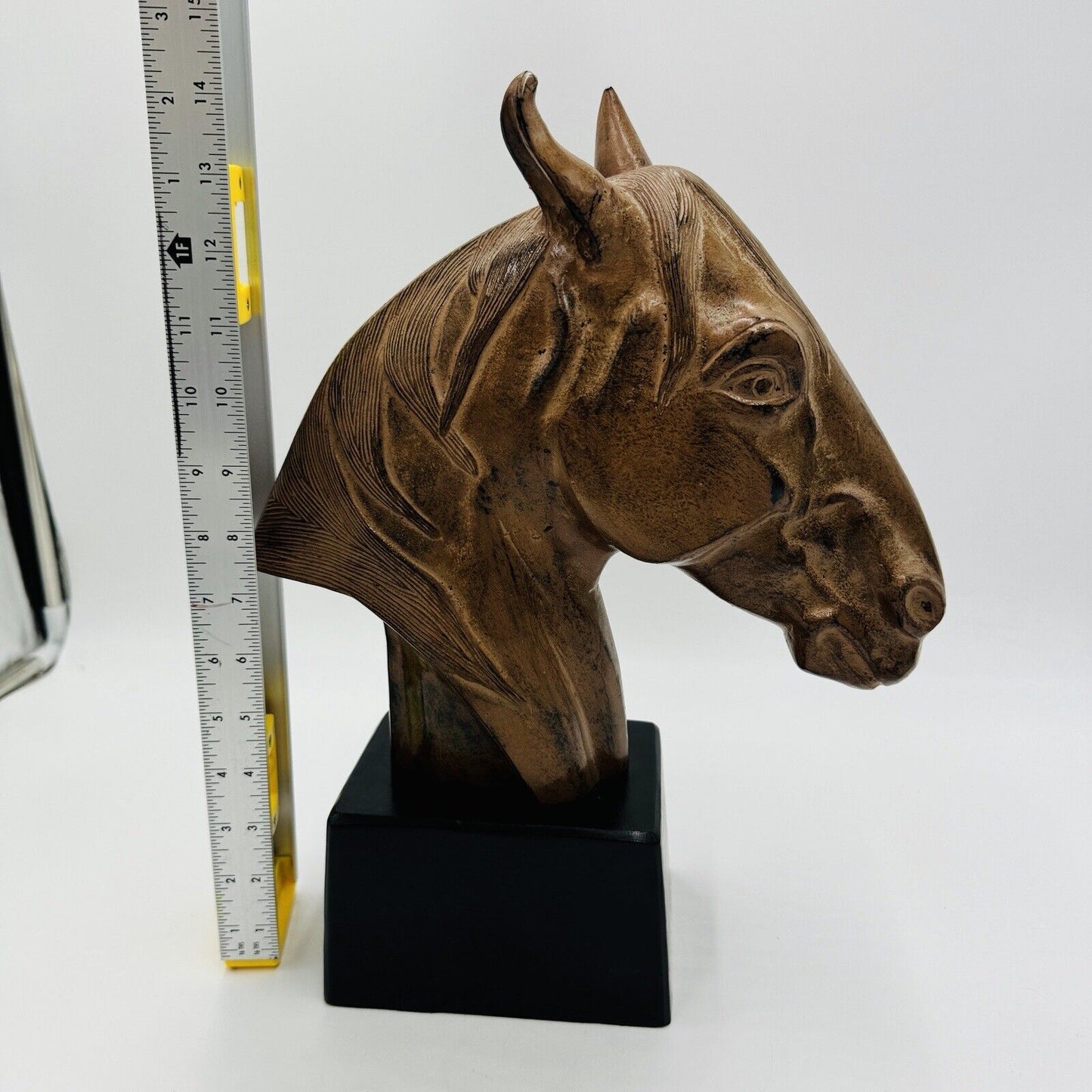 Bombay Cast Metal Solid Horse Head Sculpture Brown Black Base India Made Rare