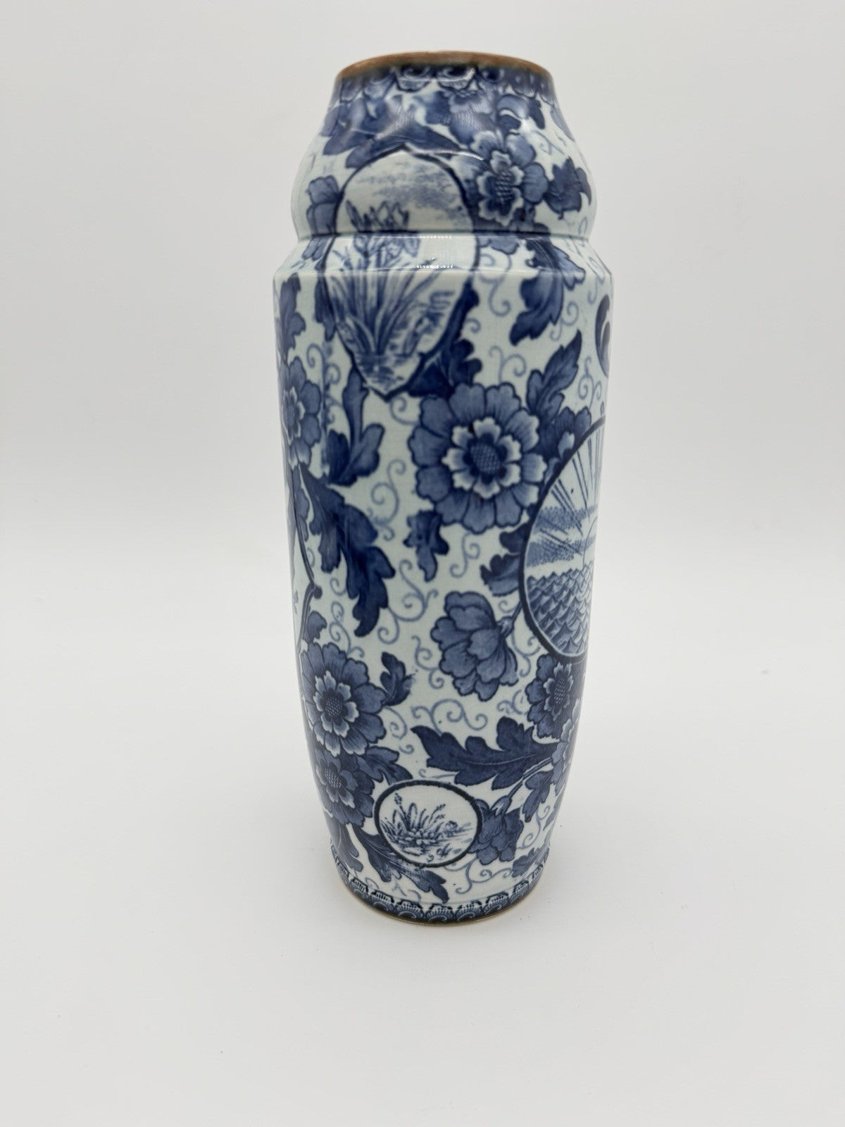 Antique Royal Bonn Franz Anton Mehlem Tokyo White/blue 10” Vase Porcelain German
