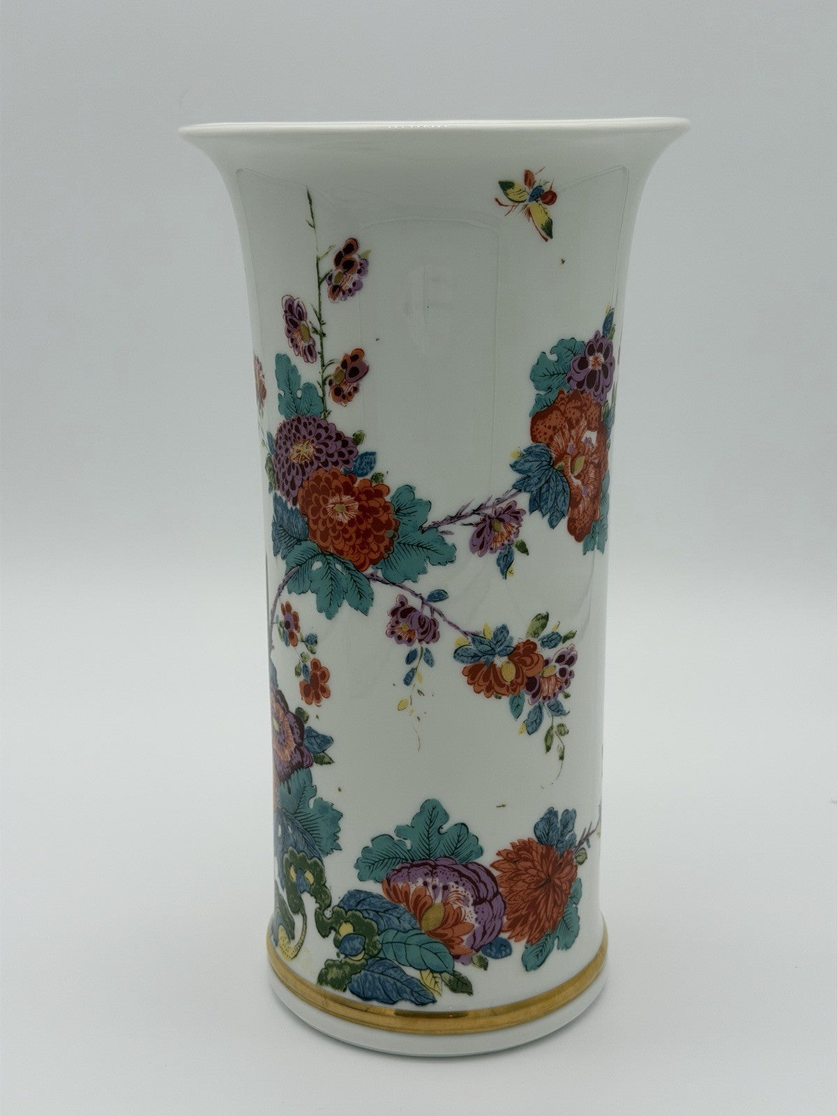 Lenox Porcelain USA SMITHSONIAN COLLECTION Saxony Vase Floral 11”H Vintage