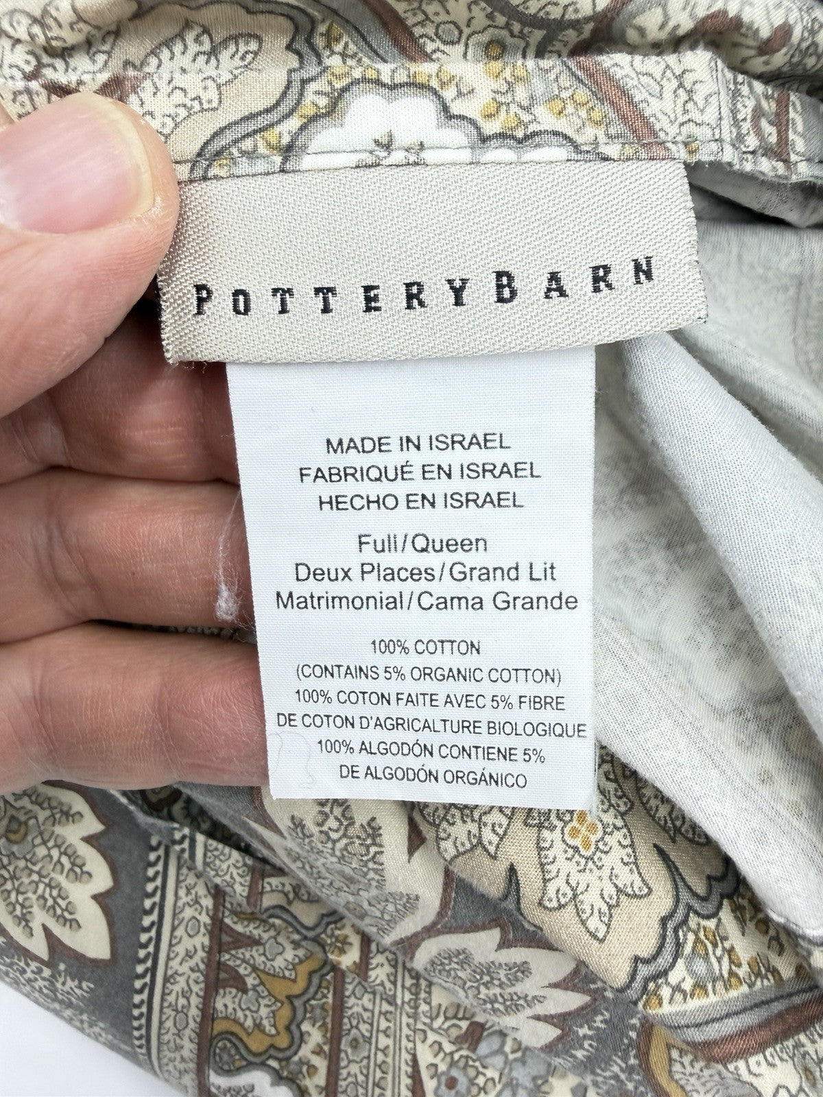 Pottery Barn Anton Paisley Medallon Floral Gray Queen Size 2 Standard Chams