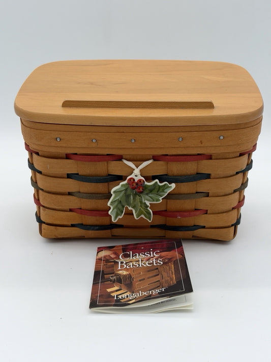 Vintage 2001 Longaberger Recipe Woven Basket w/Lid Liner Tie-on Christmas Rare