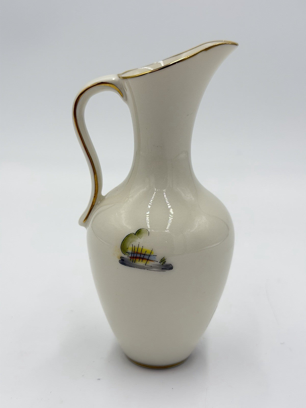 Vintage Lindner Porcelain Kueps Bavaria Germany Pitcher 5” Horseback Ride