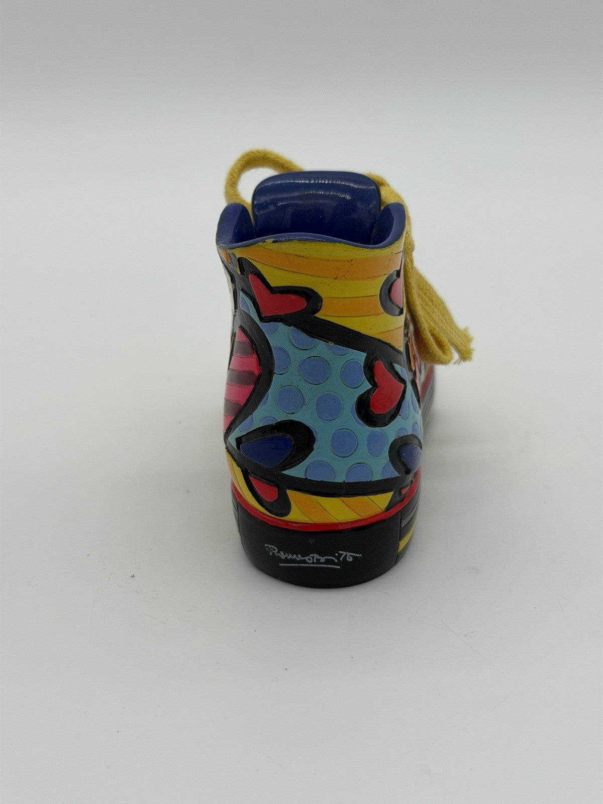 ROMERO BRITTO 2011 Shoe Sneaker Painted Multicolor Yellow laces Figurine