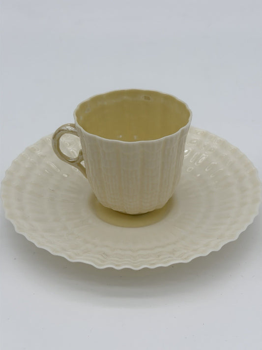 Belleek Ireland Tridacna Demitasse Cup Shell Pattern Porcelain Saucer & Cup Set