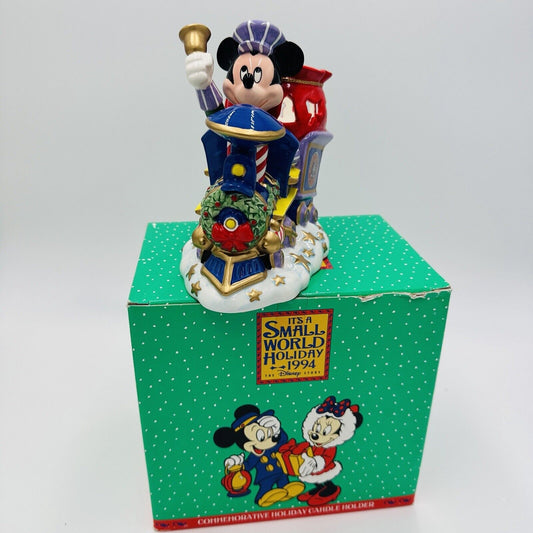 Disney Candleholder Mickey Train It's a Small World Christmas Vintage Boxed