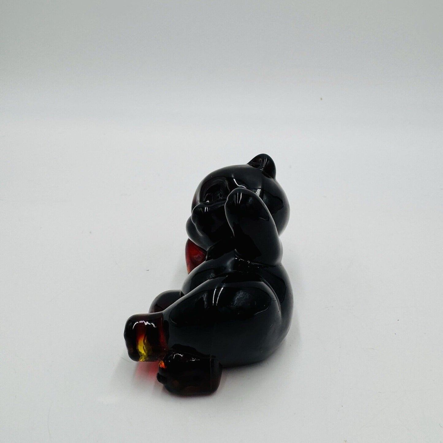 Fenton Art Glass 1990-91 Ruby Red Reclining Bear Figurine MCM Vintage Retro USA