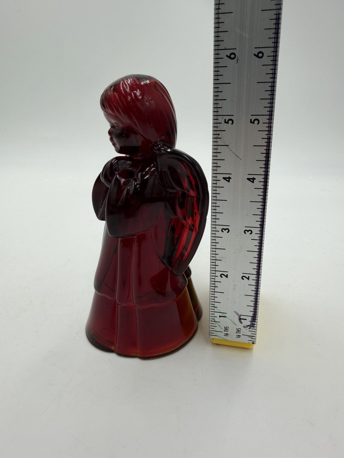 Fenton Art Glass USA Ruby Red Praying Angel Figurine 5.5” Rare Vintage