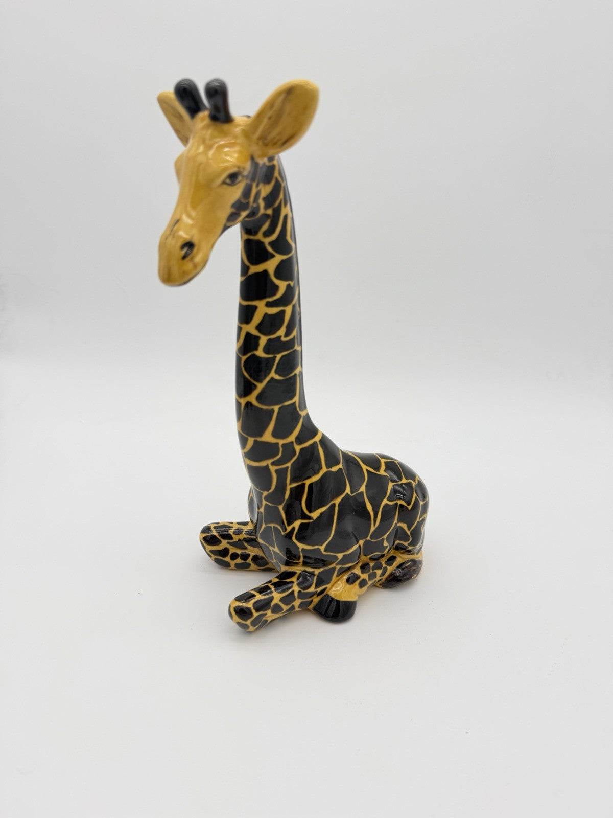 Studio Art Pottery Ceramic Giraffe Painted 10” Sculpture Signed Vintage Rare