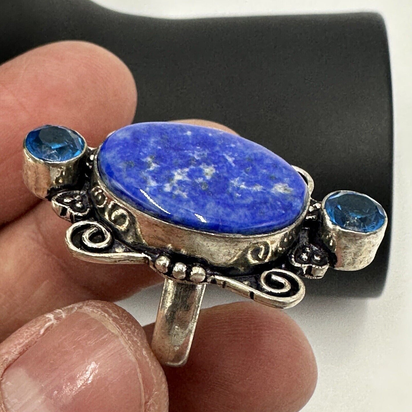 Lapis Women's Jewelry Ring Size 5 Sterling Silver 925 Lazuli Blue Antique