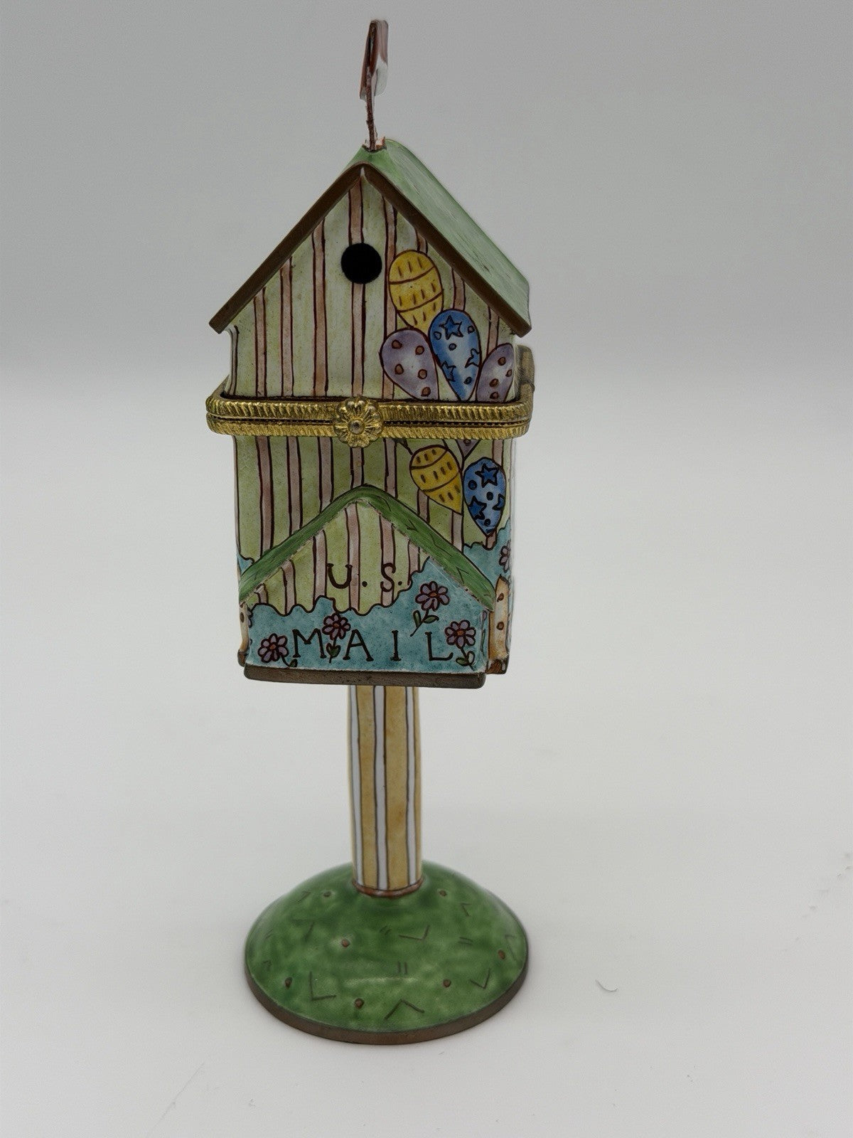 Empress Arts enamel trinket box U.S. Mail mailbox 6”birdhouse