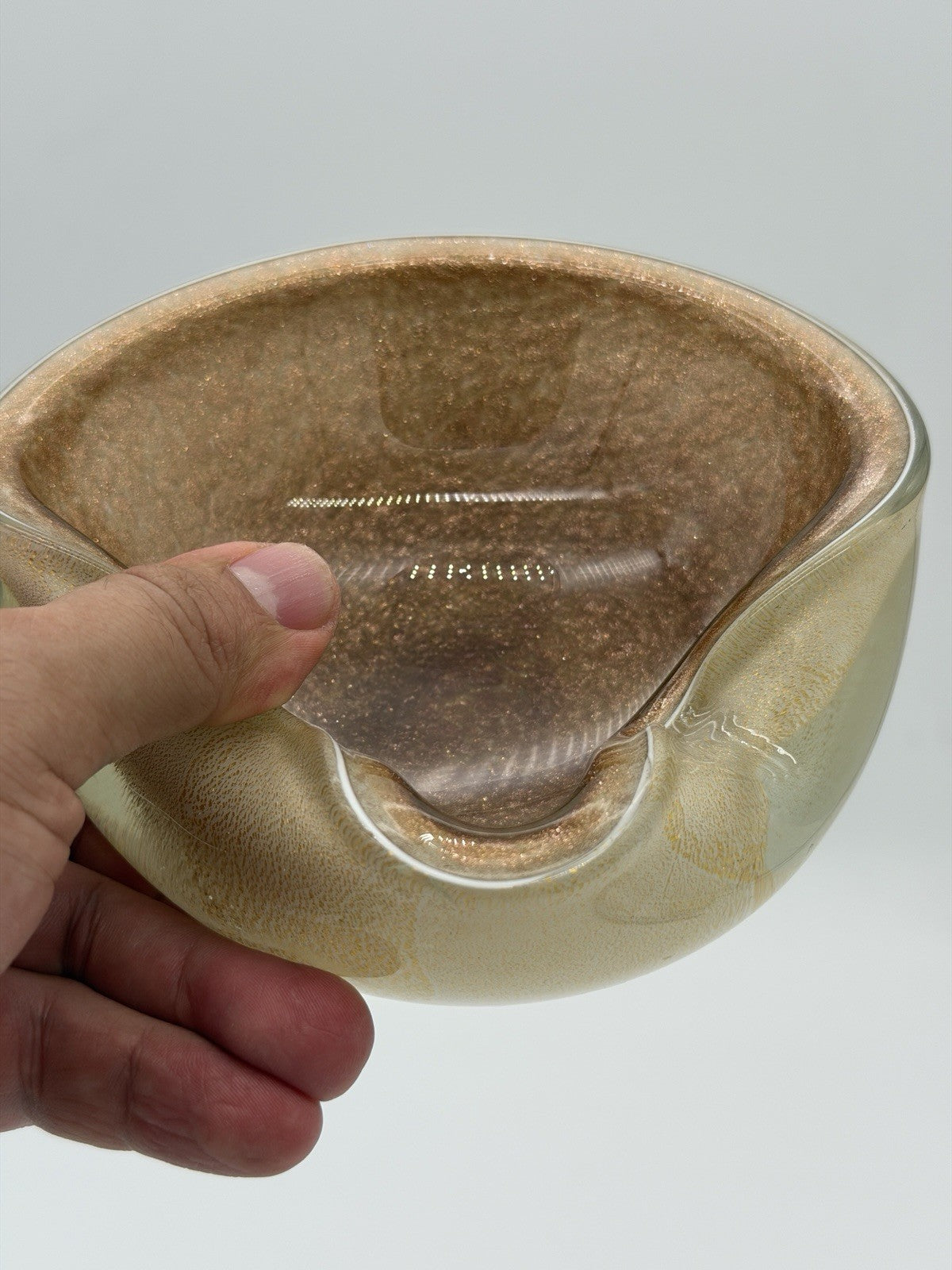 Murano Art Glass Alfredo Barbini Gold Dust Vintage 1950 Ashtray Bowl