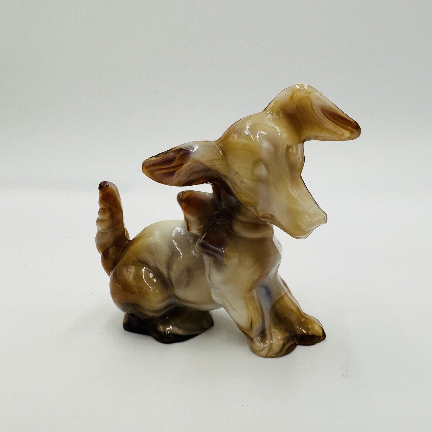 Imperial Art Glass Dog Figurine End O’day Glass Caramel Slag Collection Vintage