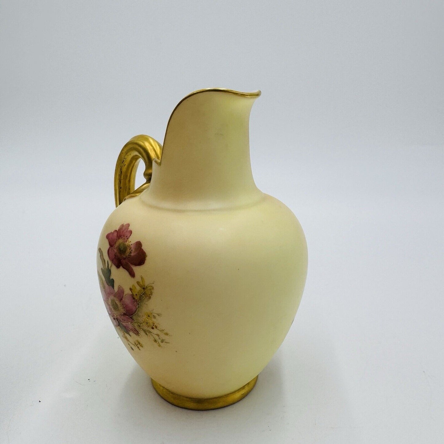 Antique ROYAL WORCESTER BLUSH IVORY EWER Jug 1094 6" Mini Vase Floral Painted