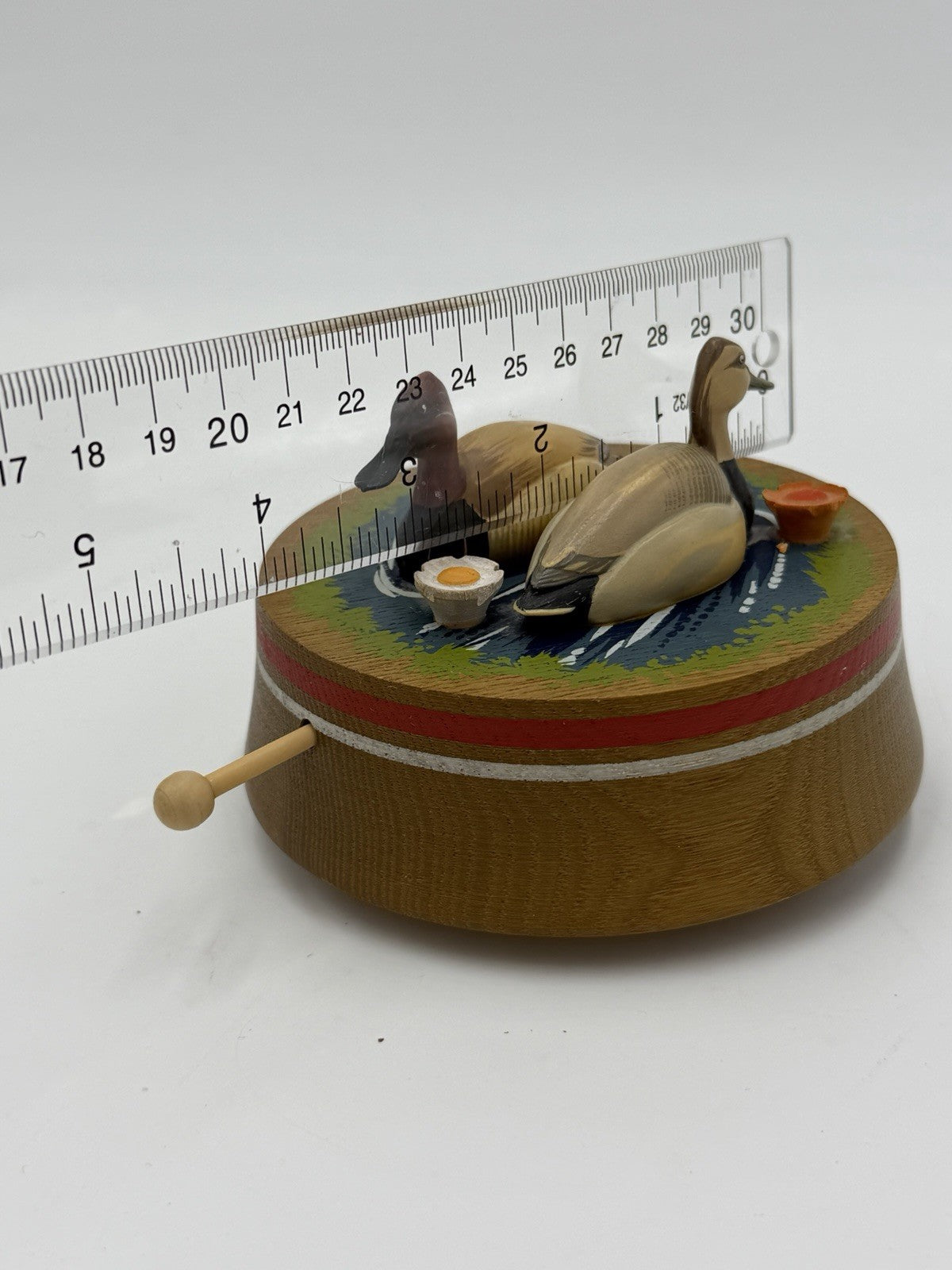 Anri Diller Italy Folk Art Ducks Pond Music Box Oh What Beauful Morn Hand Carved
