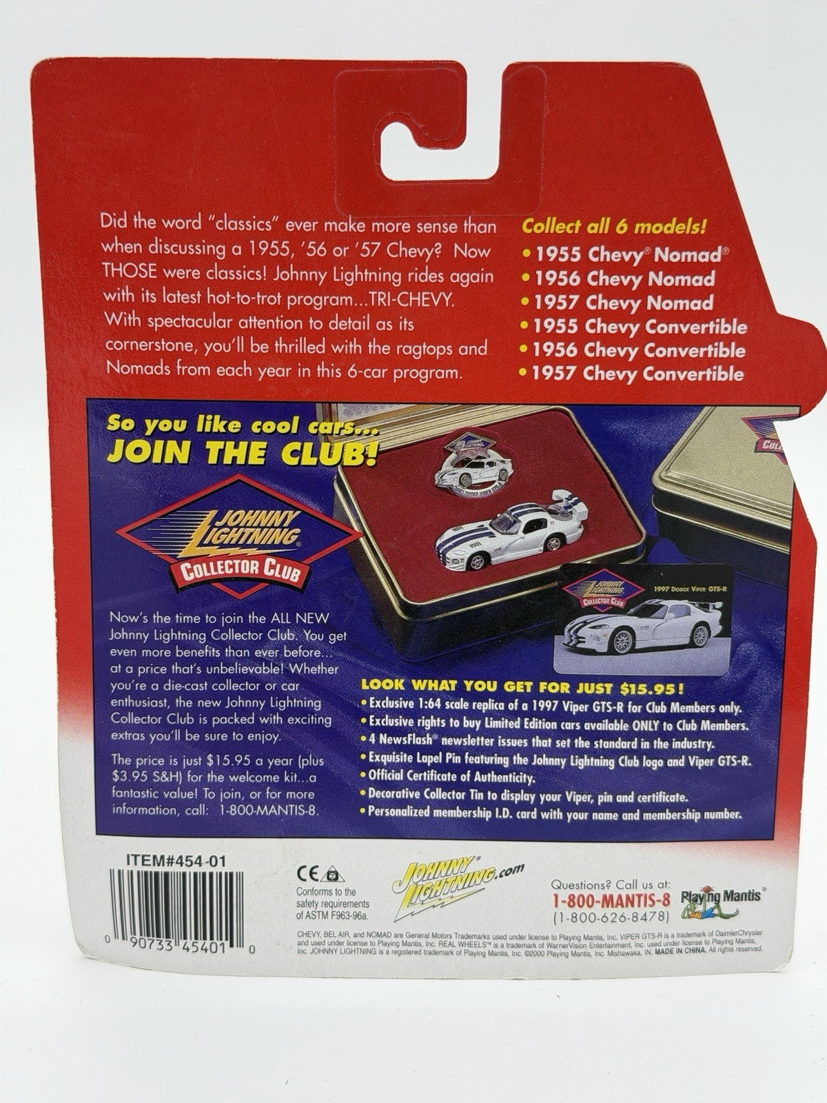 Johnny Lightning Tri-Chevy R1 1956 Nomad Bel Air Diecast White Wall Tires Sealed