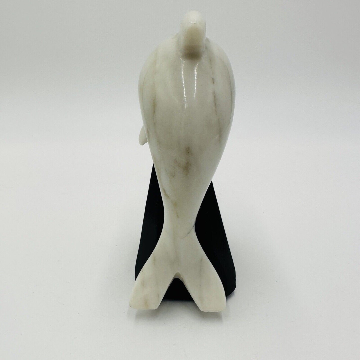 Alabaster Dolphin Figurine Made In Italy Hand Carved Stand White Home Decor