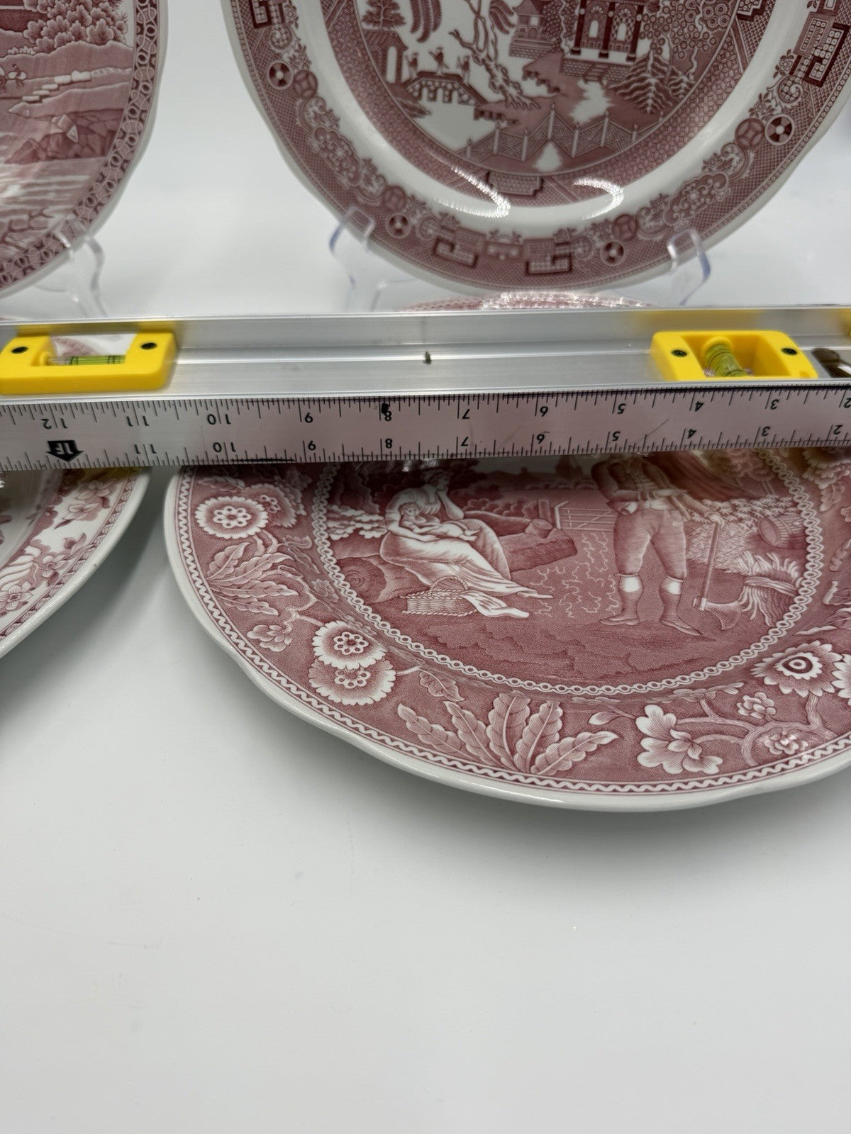 4 Spode England Porcelain Archive Collection  Plates Georgian Series Red 10.5in