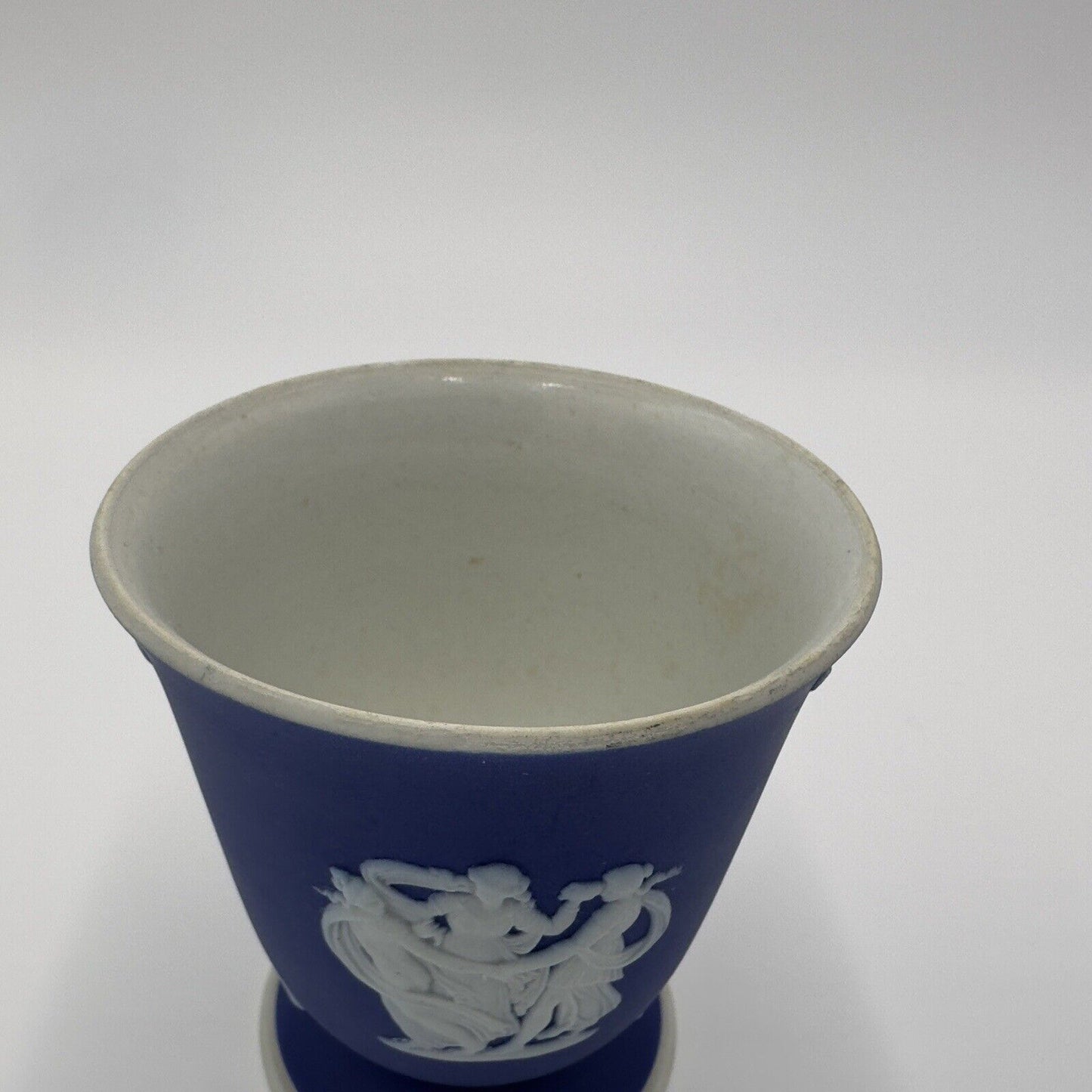 Wedgwood Vase Jasperware Cobalt Bud Goddess Angels England 3.25" Dark Blue