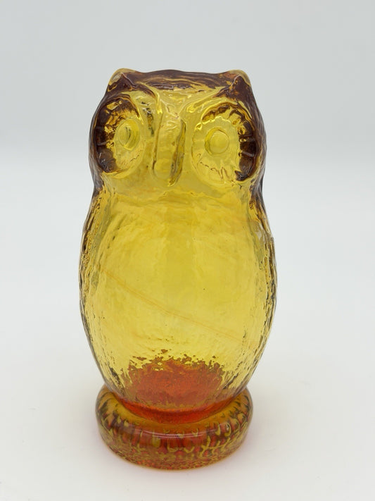 Pilgrim Art Glass Amberina/amber Owl Figurine Vintage 5”H Hand Blown Glass
