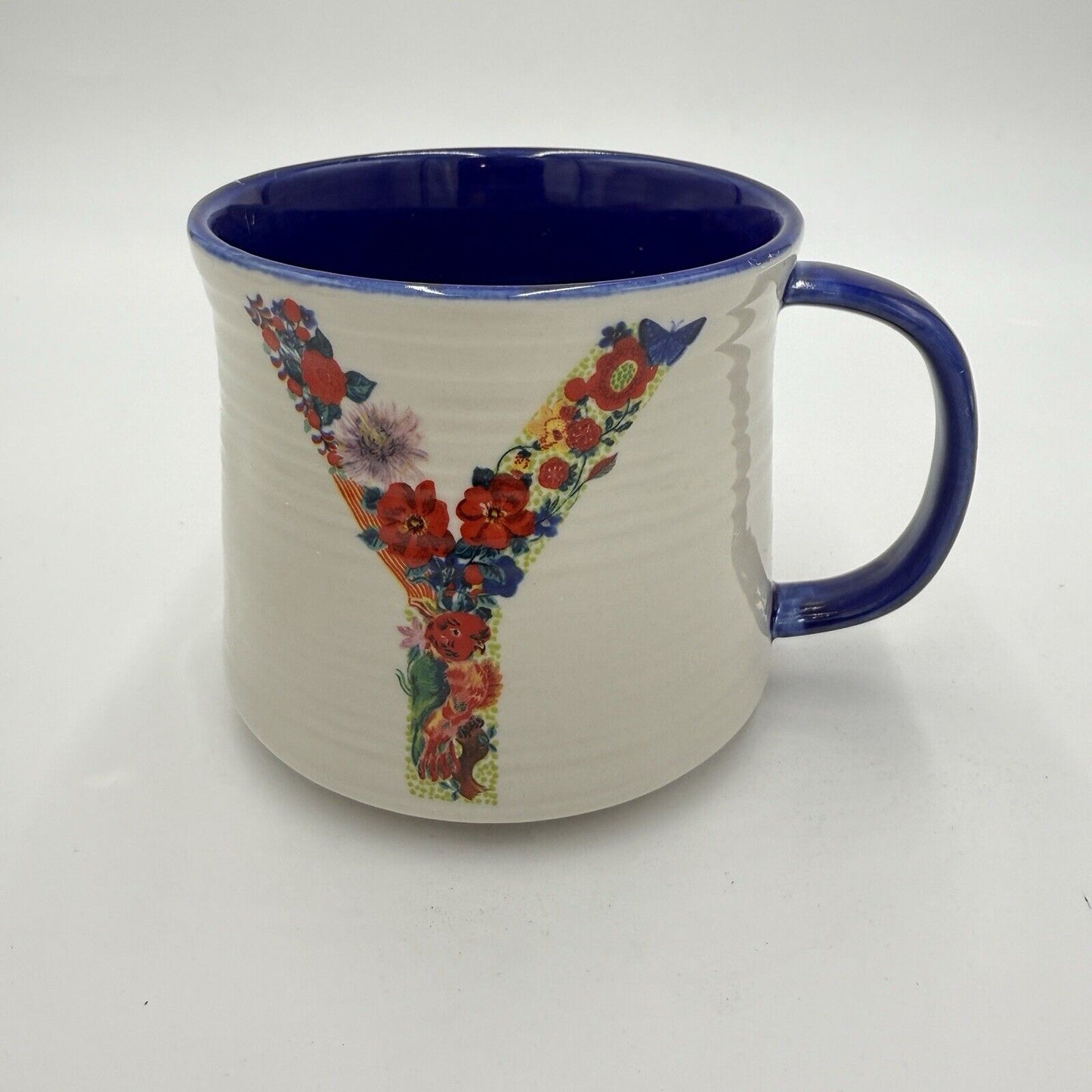 Nathalie Lete for Anthropologie Floral Monogram Letter Y Mug 20oz. Rare