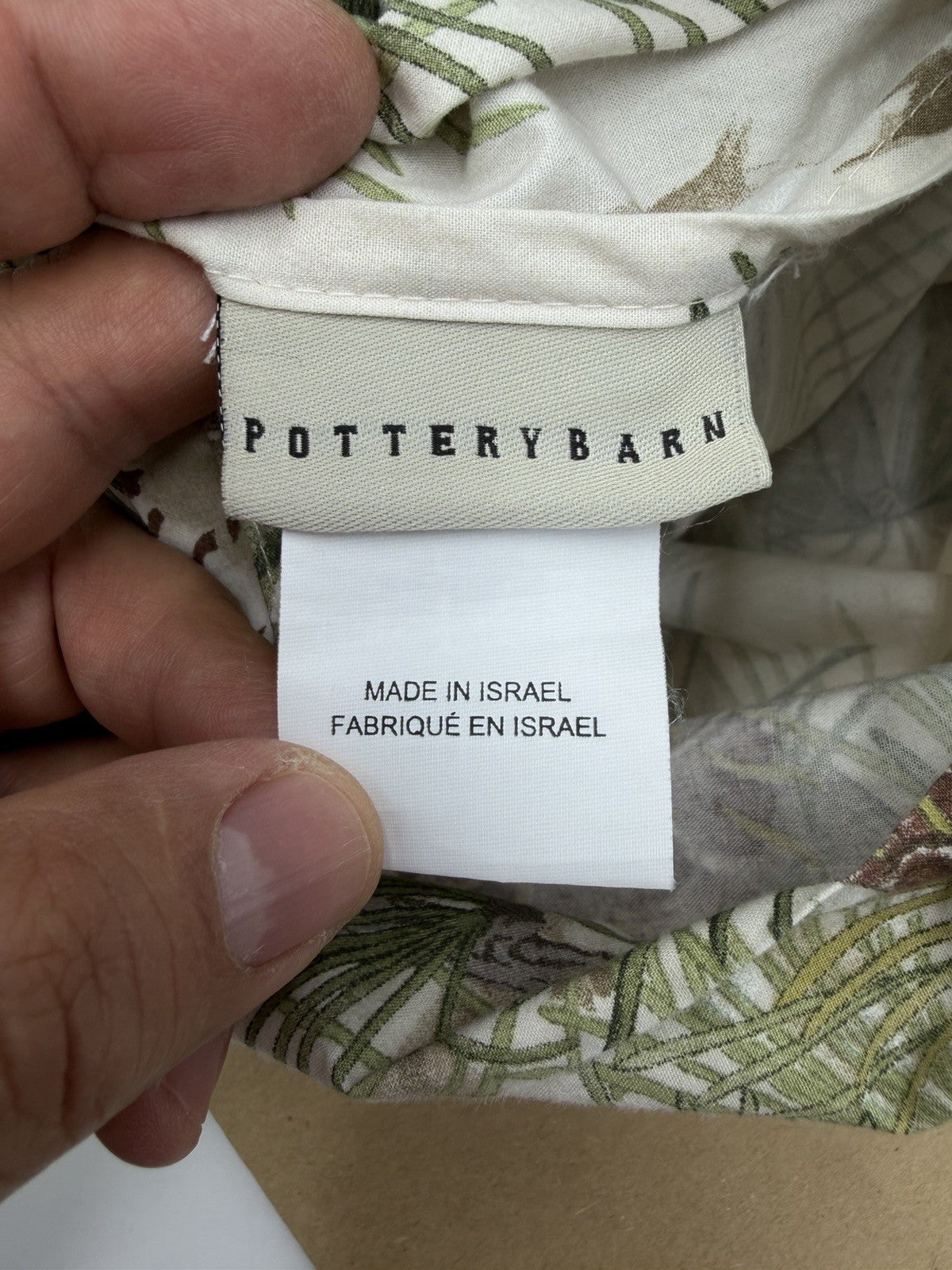 Pottery Barn Winter Pinecone Bird Pattern 100% Cotton Full / Queen Duvet Cover