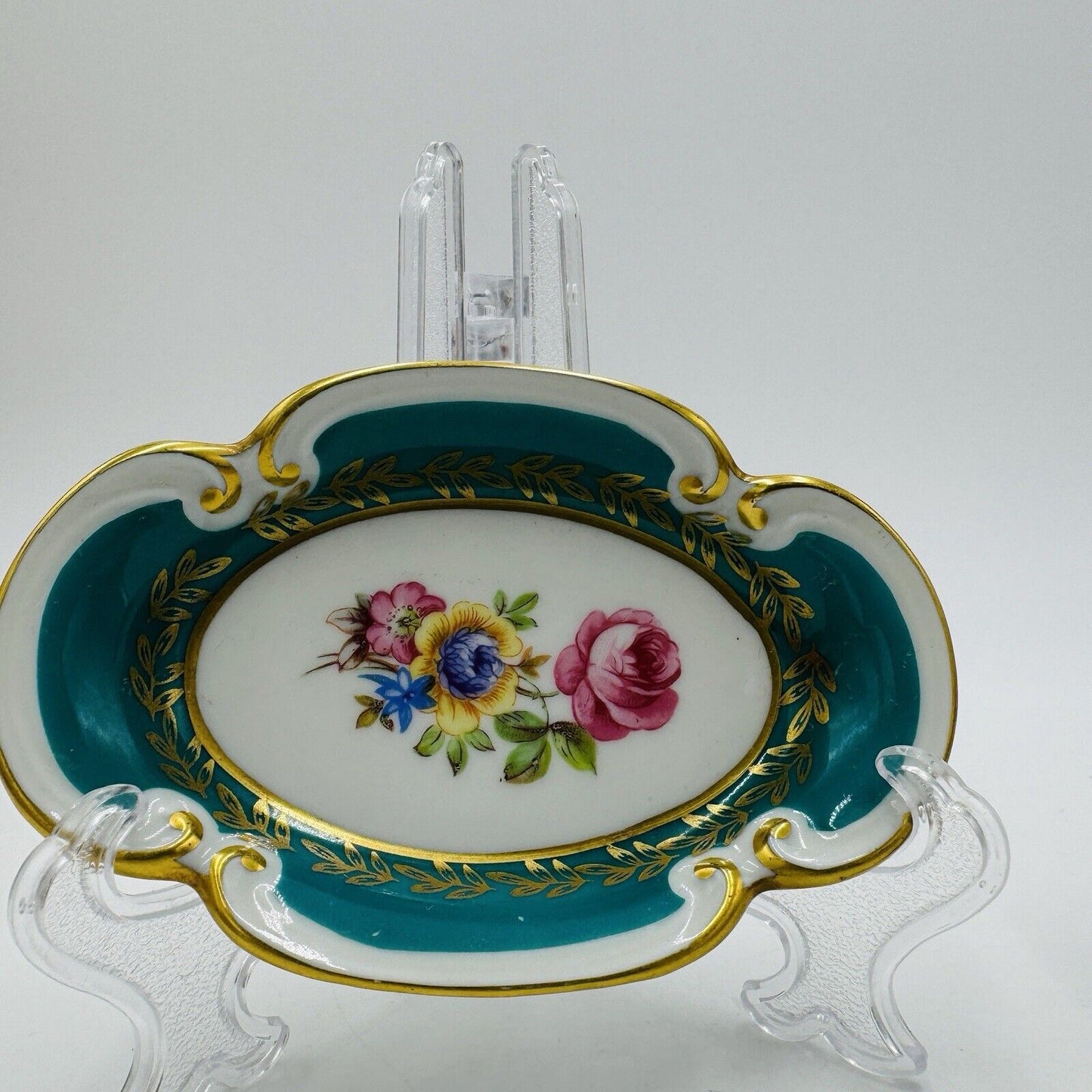 JLmenau Germany Graf Von Henneberg Green  5” Trinket Dish Set Antique