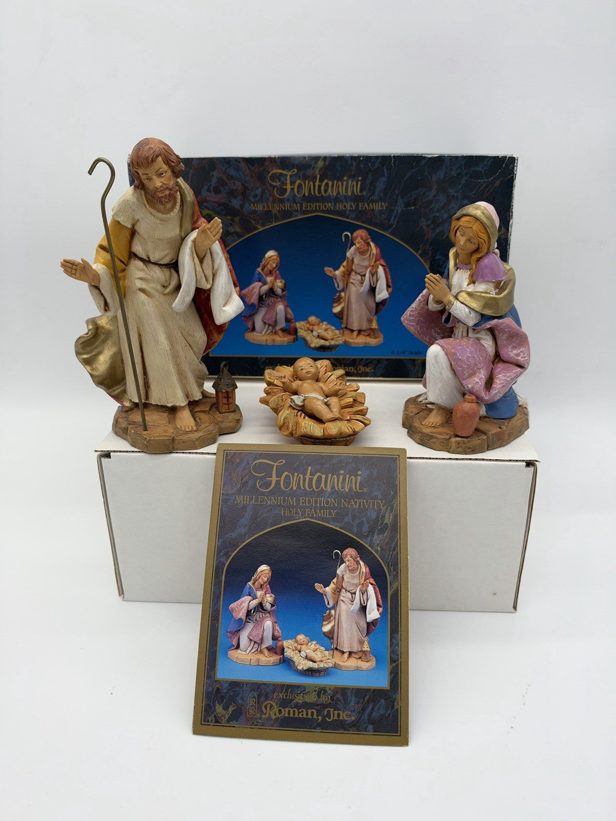 Rare Fontanini millenium edition holy family scale 6-1/4” Nativity 4 PCs Figures