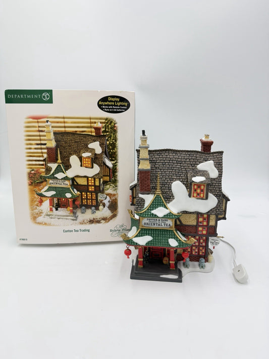 Department56 Dickens VIllage Canton Tea Trading Porcelain Christmas W/box Works
