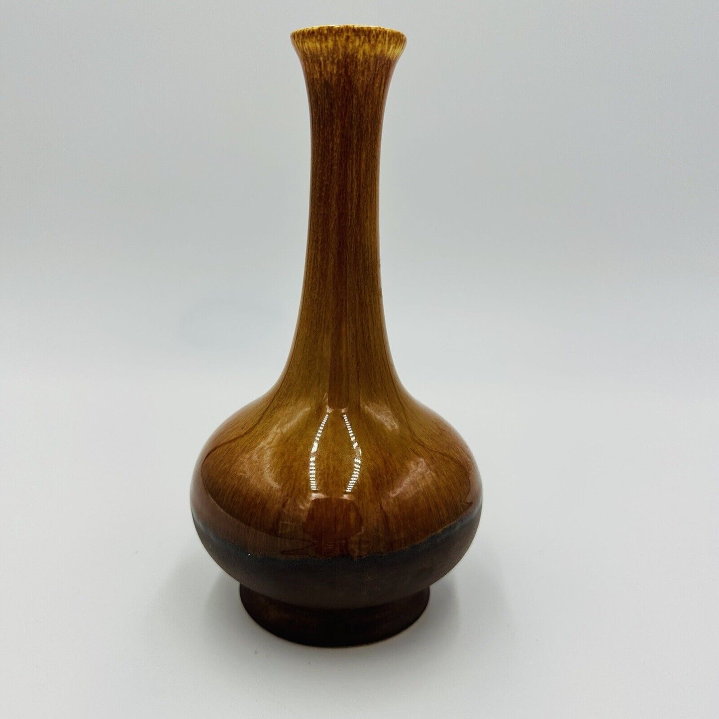 Royal Haeger Bud Vase Brown Dark Drip Glaze 7-1/4in Vtg Mid Century Modern