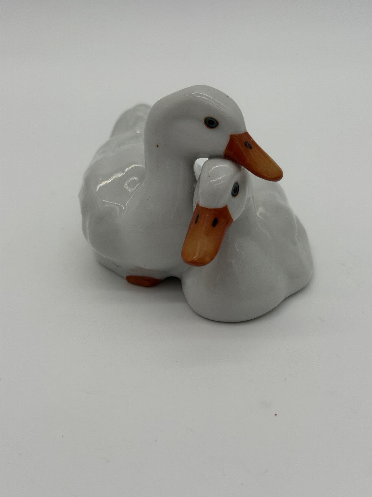 Herend Hungary Porcelain Ducks White Hand Painted 1950 Vtg Figurine