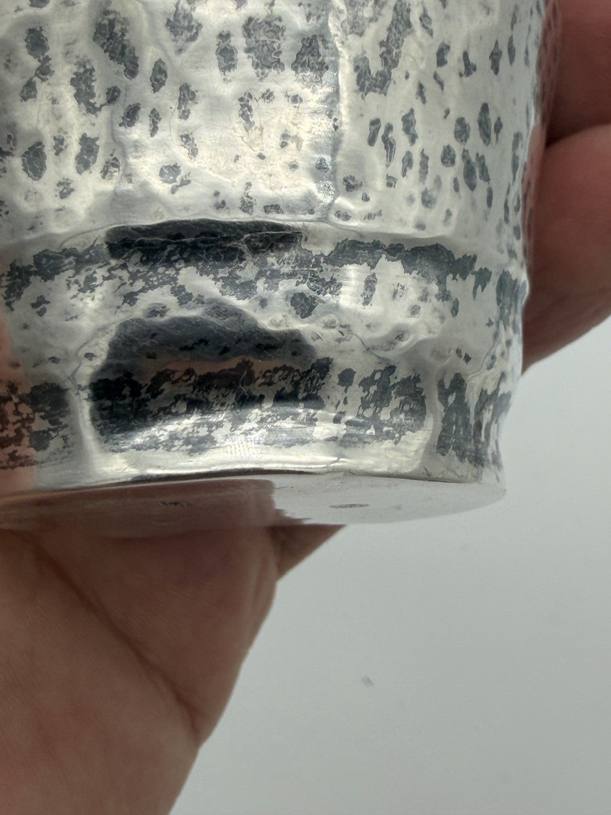 Antique Sterling Silver Hammered sterling silver Kiddush cup 3.5”H