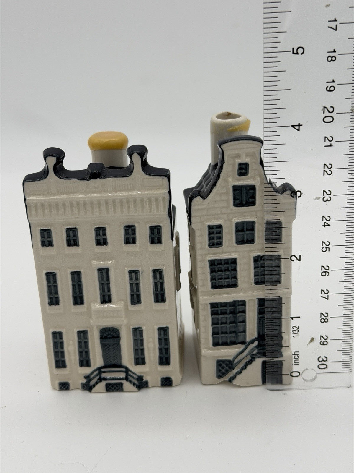 KLM Blue Delft Houses BOLS Amsterdam Empty #83 & #78 Decanters