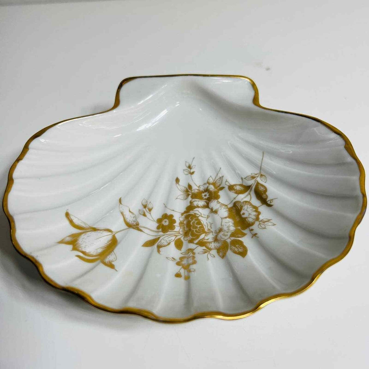 Limoges France Dish Sea Shell Trinket Hand Painted Flora Design European Decor