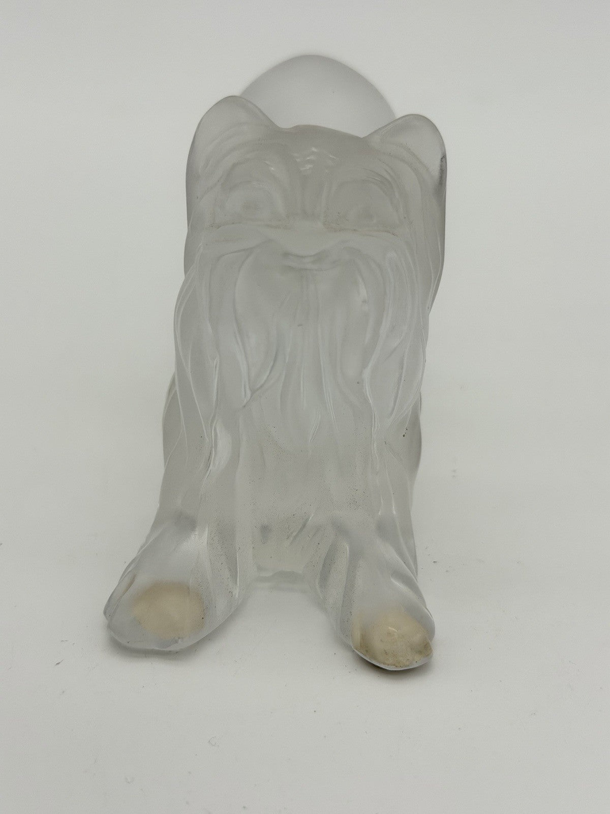 Lalique France Crystal Yorkshire Terrier dog Frosted Detailed 3”x4” Figurine