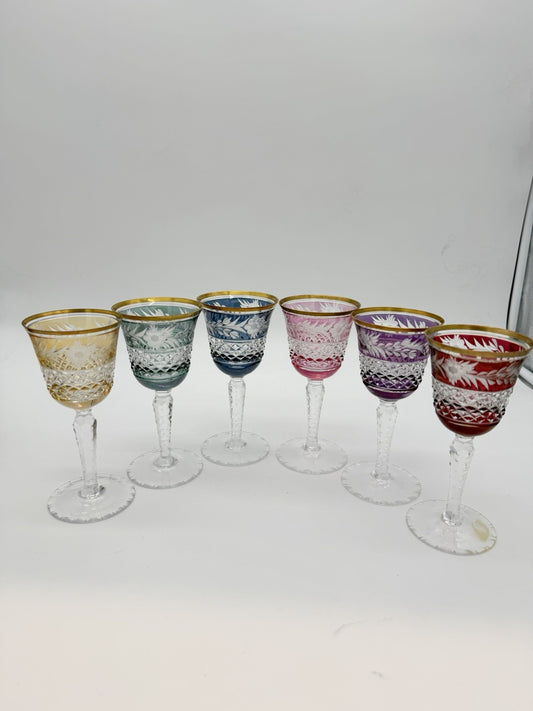 Ebeling & Reuss Marchioness 6”H Claret Wine Goblets Multicolor 6 PCs Crystal
