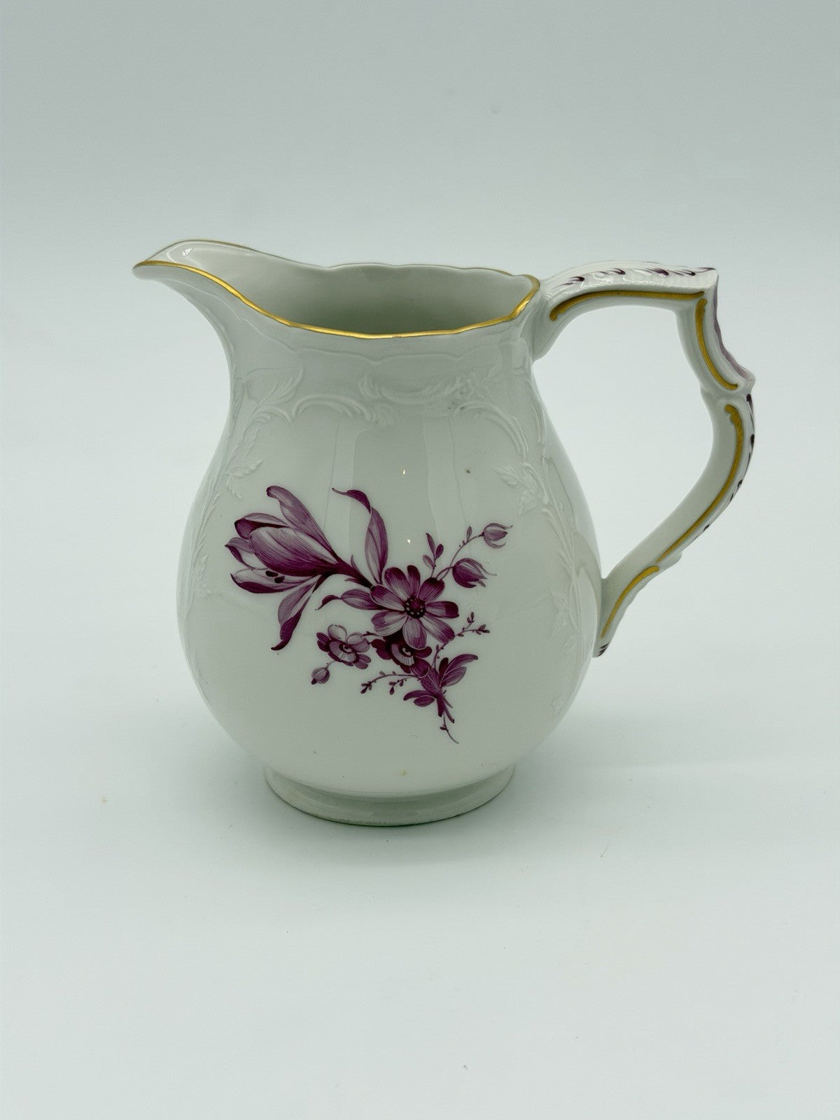 Antique KPM Berlin Porcelain Hand Painted Pink Flowers 4” Creamer Porcelain Germ
