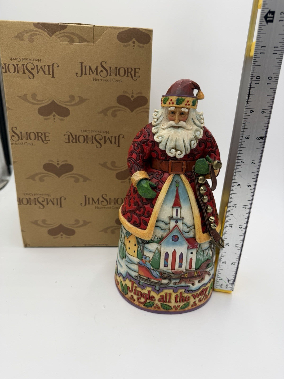 Jim Shore Santa Bells on Bobtail Ring Heartwood Creek 2007 w/BOX Jingle 10”H