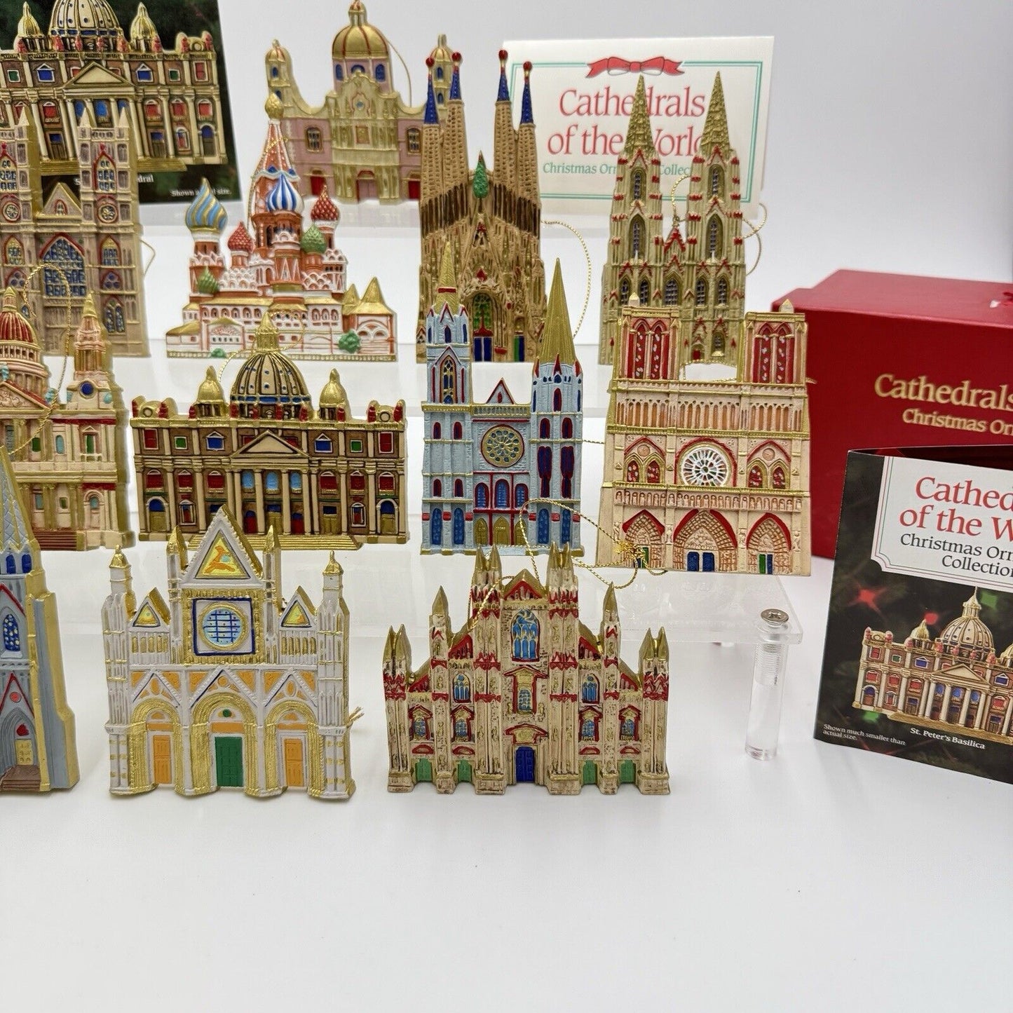 The Danbury Mint CATHEDRALS OF THE WORLD CHRISTMAS ORNAMENTS 12 Original Box COA