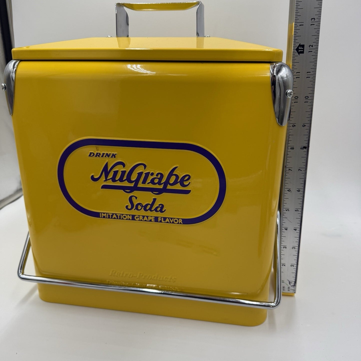 Vintage Style Cooler Advertising Nu-Grape Soda Retro Products Yellow Picnic CA