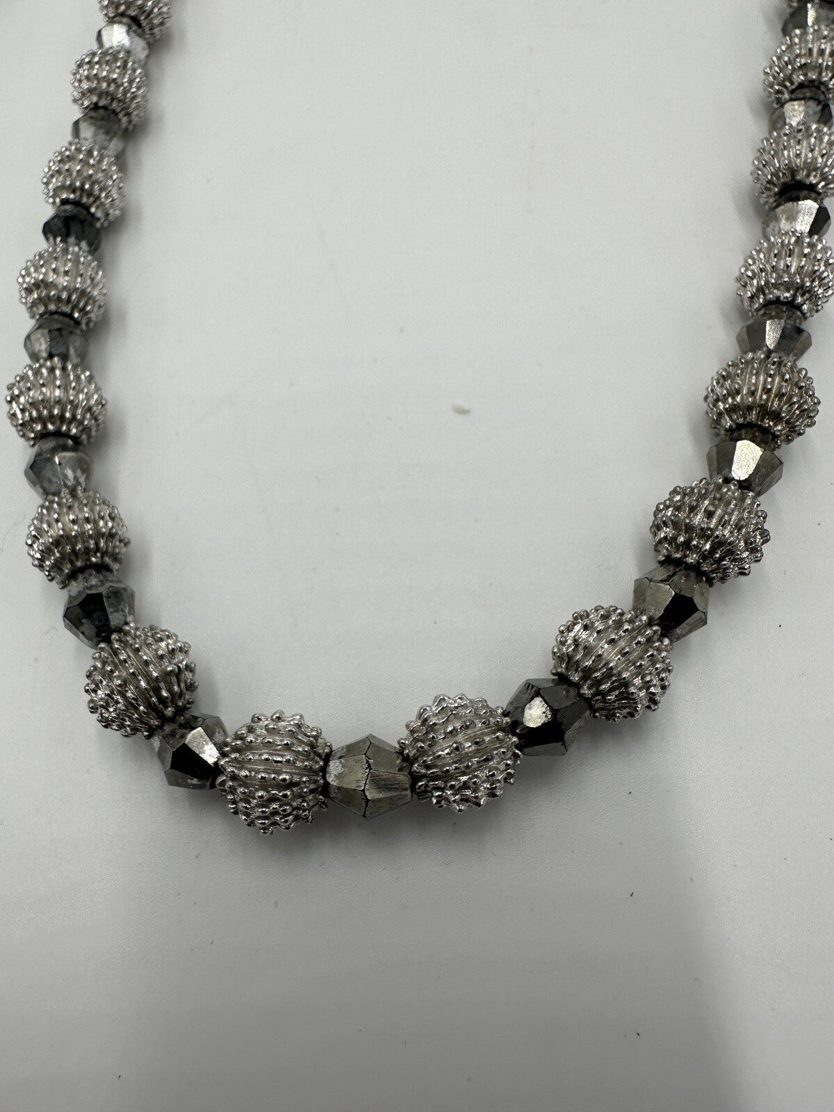 Crown Trifari Women's Jewelry Necklace And Bracelet Nubby Silver 26in Electra