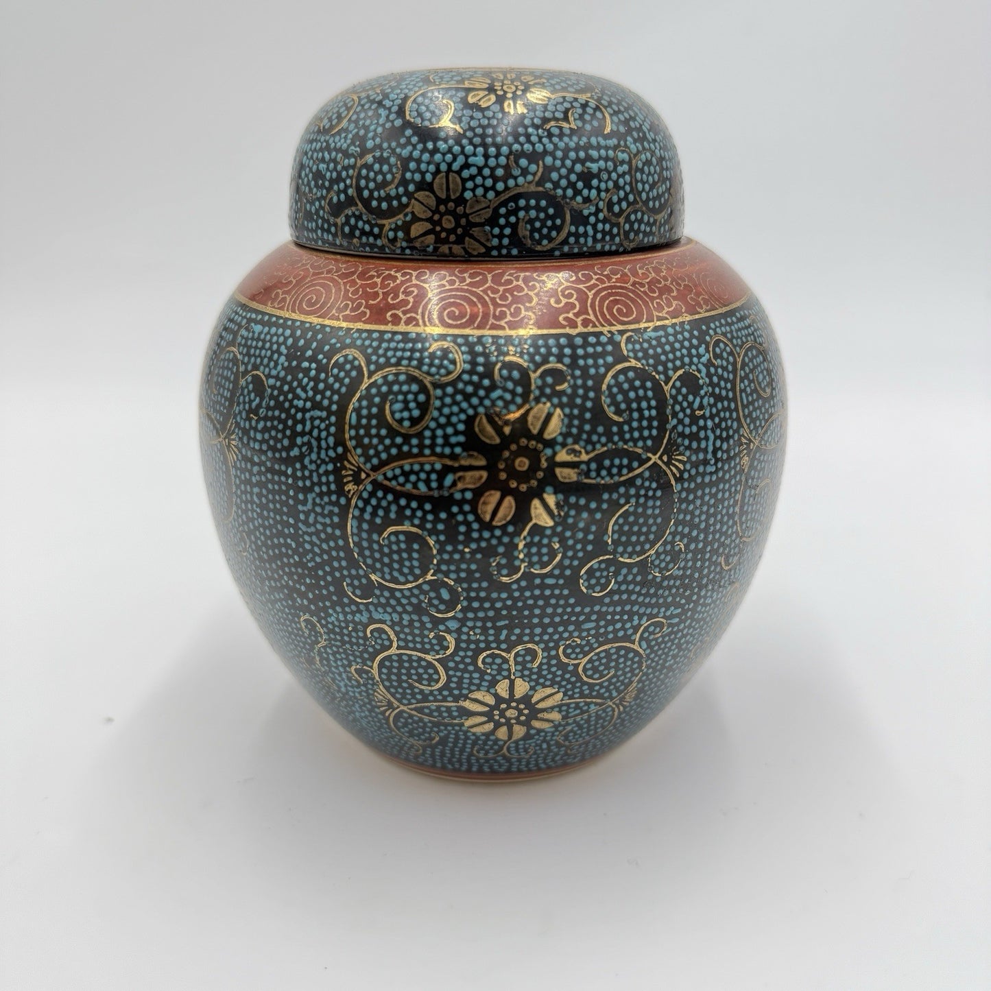 Antique (1890-1920) Asian Satsuma Ware Stamped Handmade Japan Pottery Ginger Jar