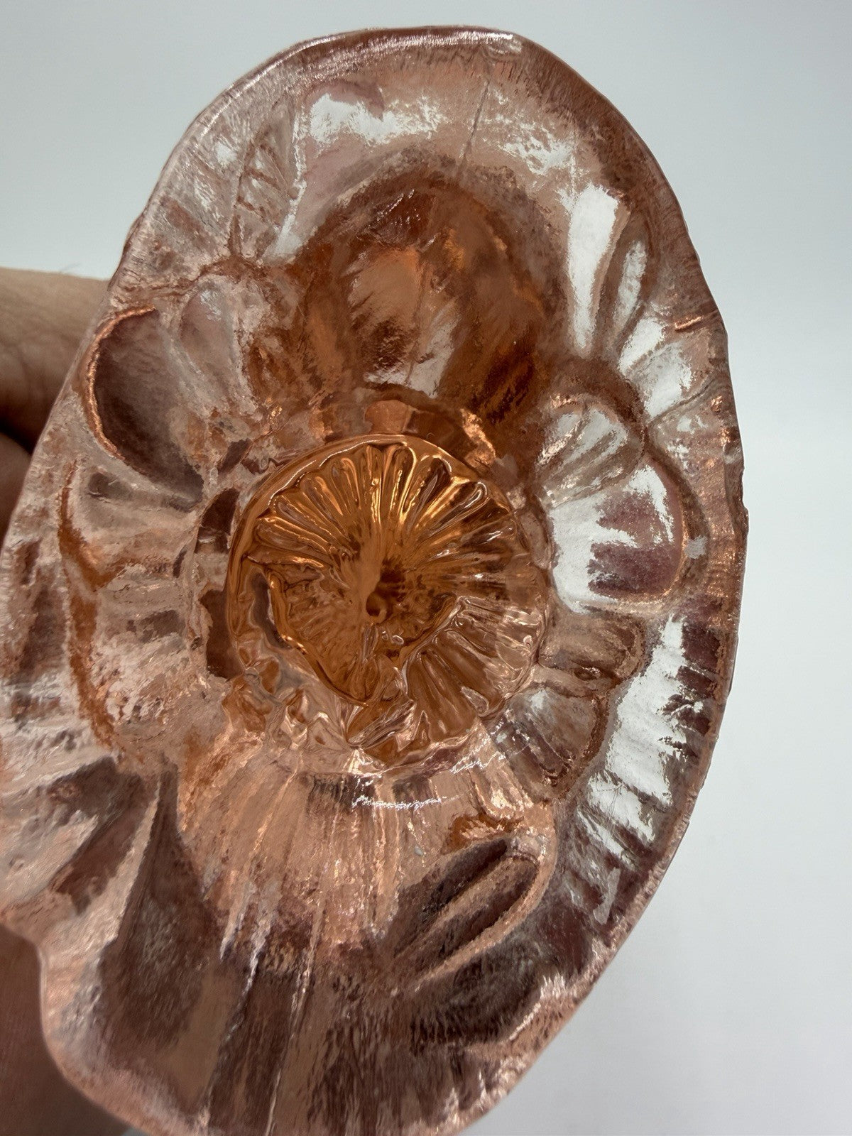 Vintage Mosser Art Glass Peach Frosted Cardinal Bird Figurine 5”H X5”L