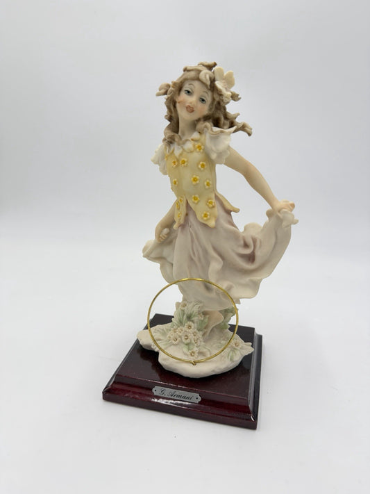 Giuseppe Armani Florence Figurine Girl with Hoop Vintage 1986 Made in Italy 9"