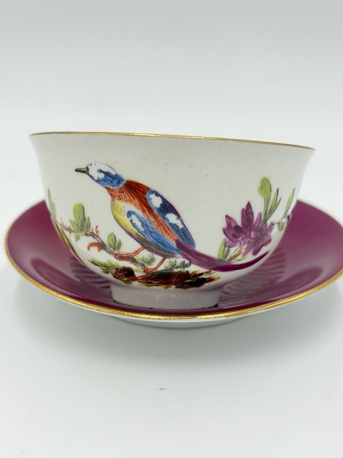 17th Century Paris Porcelain Litron teaCup & Saucer La Courtille hand painted