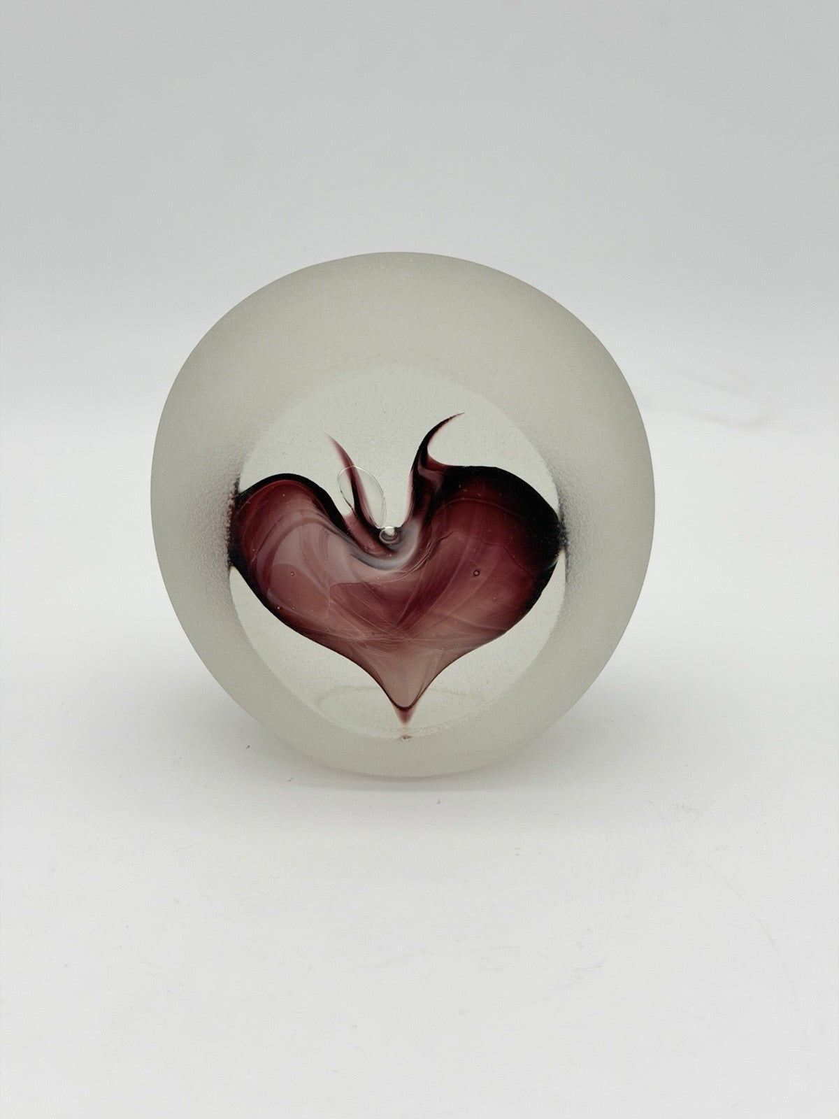 Neil Duman Art Glass Paperweight Purple Heart Virginia Studio Frosted 90’ Rare 3