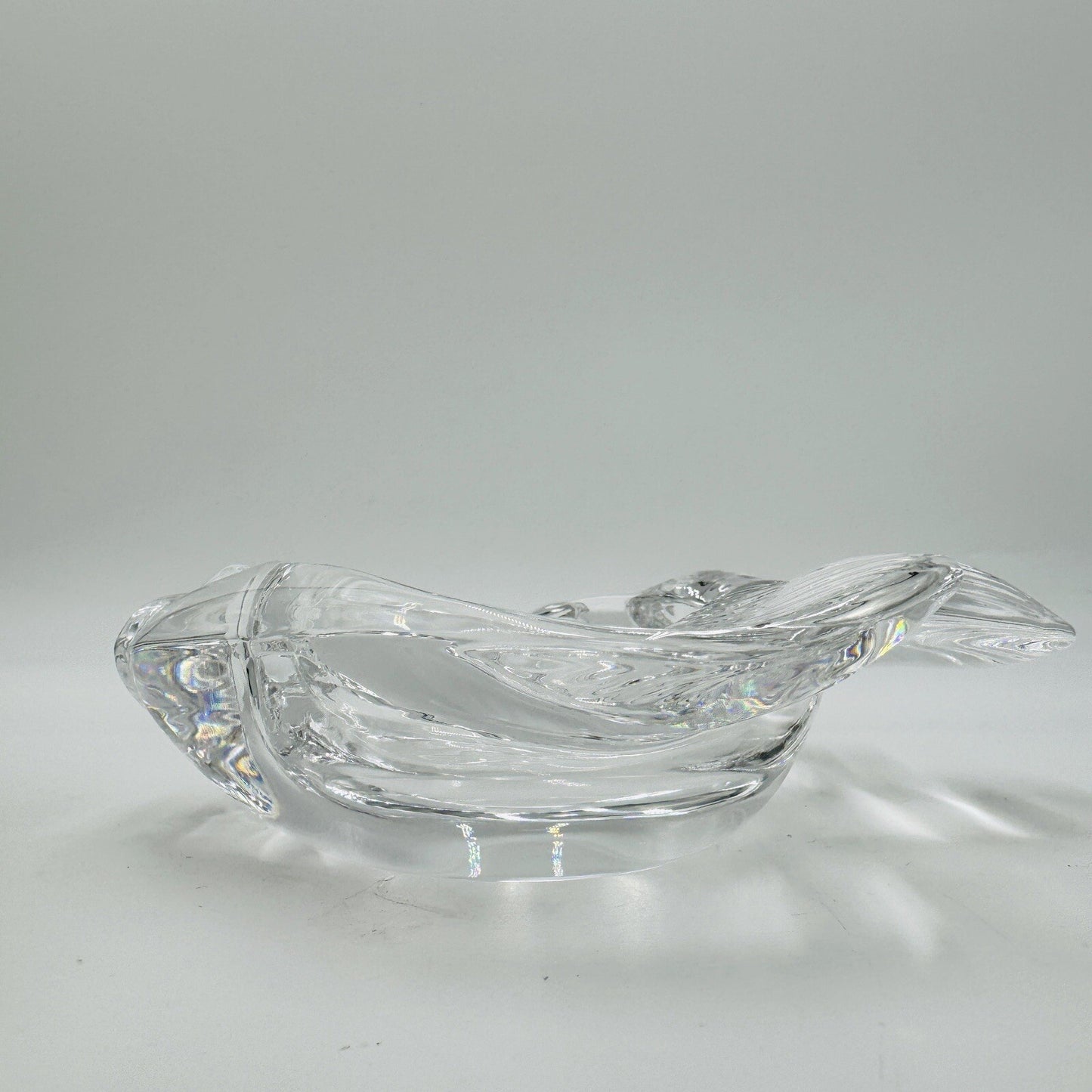 Fish Shaped Candy Trinket Art Vannes France Crystal Ring Dish 2”H x 6.5"L